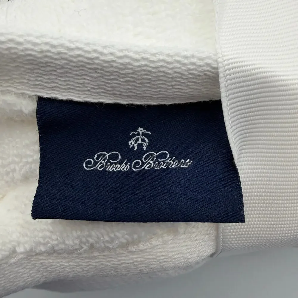 Brooks Brothers 100% Cotton Hand Towel Set 2 White Black Stitch 16x28